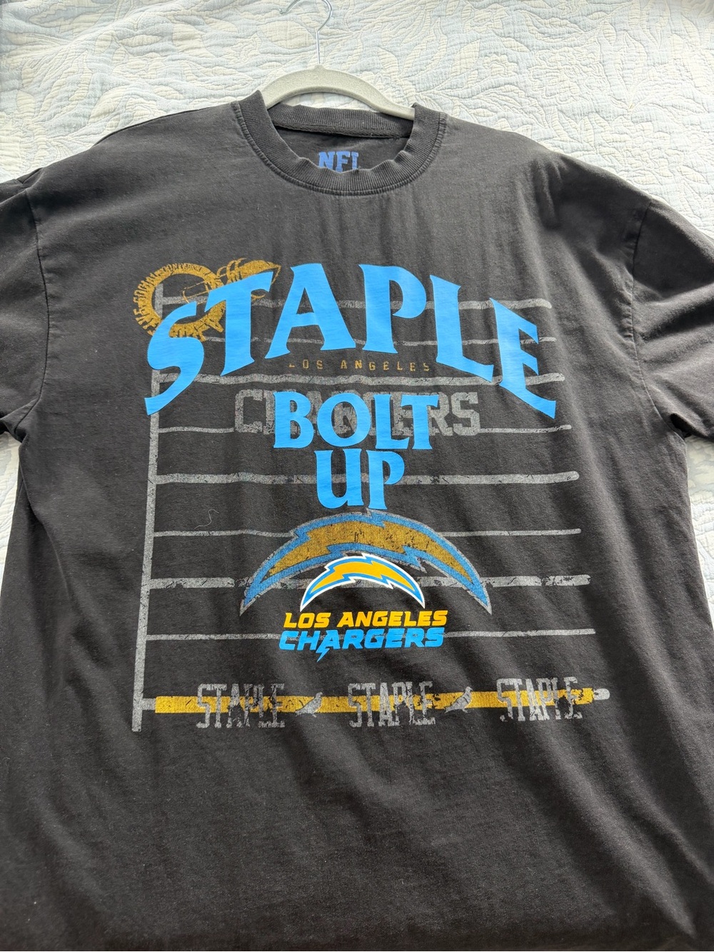Staple Black Los Angeles Chargers Bolt Up Graphic Tee